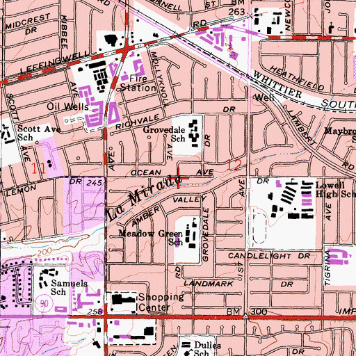 Topographic Map of East La Mirada, CA