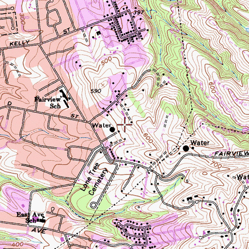 Topographic Map of Fairview, CA
