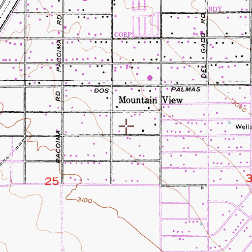 Topographic Map of Mountain View Acres, CA