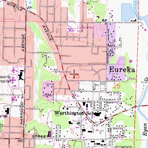 Topographic Map of Myrtletown, CA
