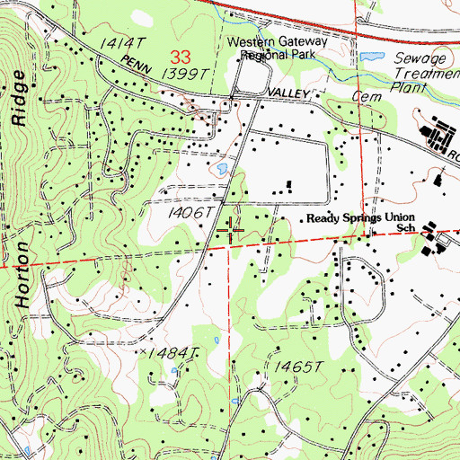 Topographic Map of Penn Valley, CA