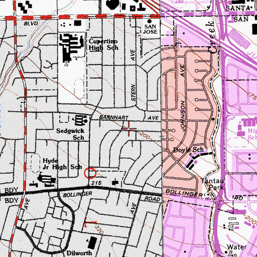 Topographic Map of Rancho Rinconada, CA