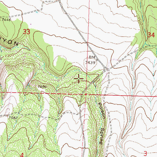 Topographic Map of Poison Spring Gulch, CO