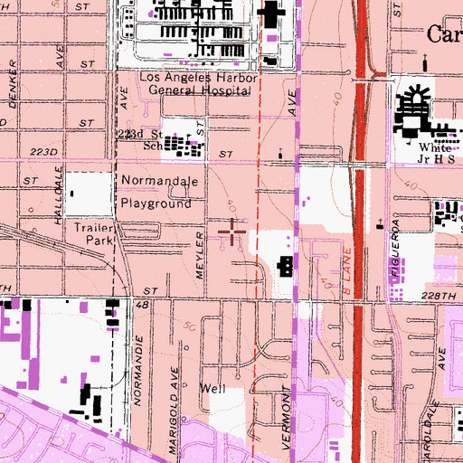 Topographic Map of West Carson, CA