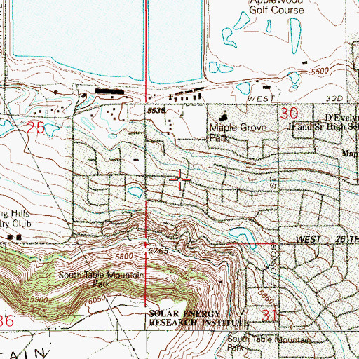 Topographic Map of Applewood, CO
