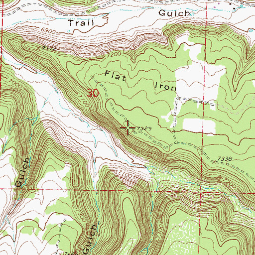 Topographic Map of Flat Iron, CO