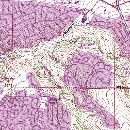 Topographic Map of Highlands Ranch, CO