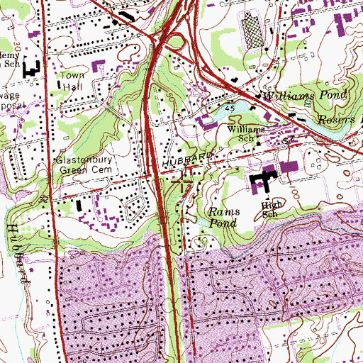 Topographic Map of Glastonbury Center, CT