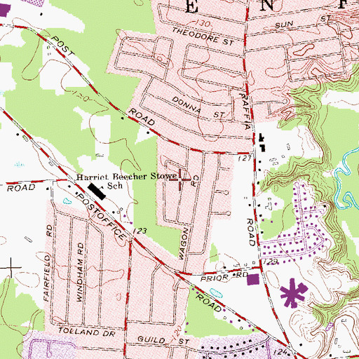 Topographic Map of Southwood Acres, CT