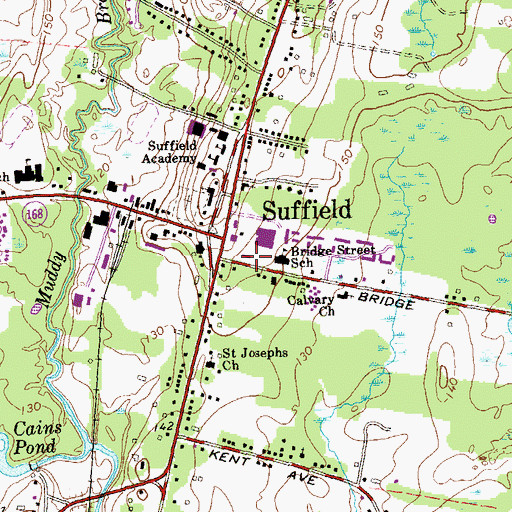 Topographic Map of Suffield Depot, CT