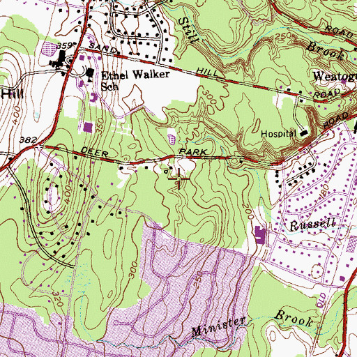 Topographic Map of Weatogue, CT