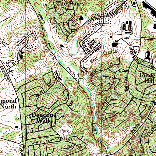 Topographic Map of Pike Creek, DE