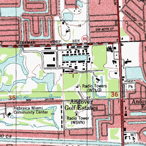 Topographic Map of Andover, FL