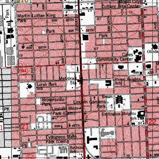 Topographic Map of Brownsville, FL