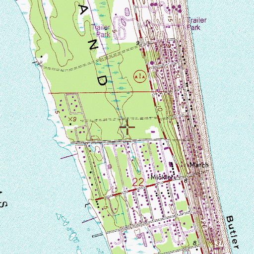 Topographic Map of Butler Beach, FL