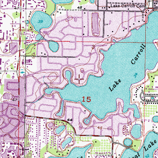 Topographic Map of Carrollwood, FL