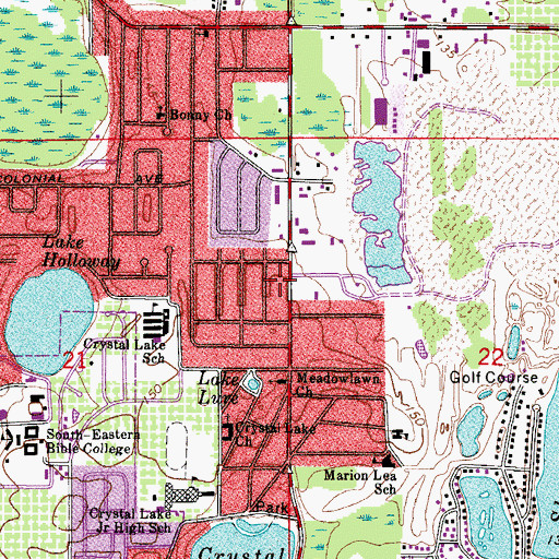 Topographic Map of Crystal Lake, FL
