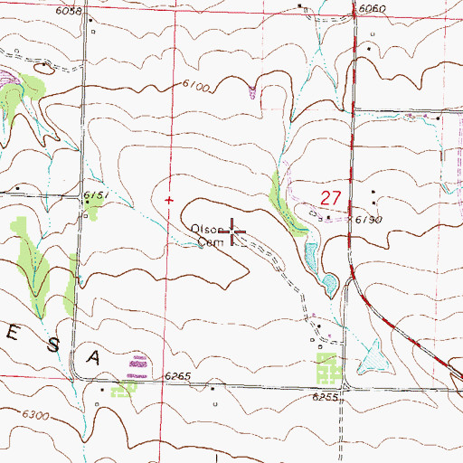 Topographic Map of Olson Cemetery, CO