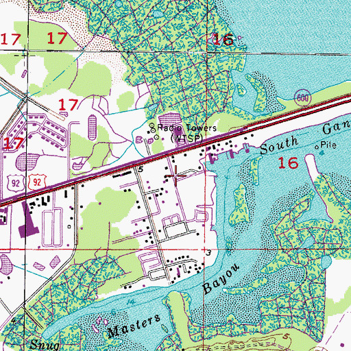 Topographic Map of Gandy, FL