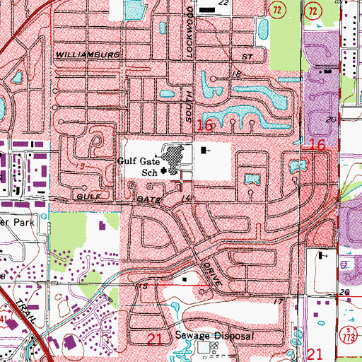 Topographic Map of Gulf Gate Estates, FL
