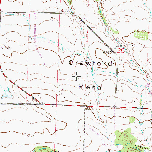 Topographic Map of Crawford Mesa, CO