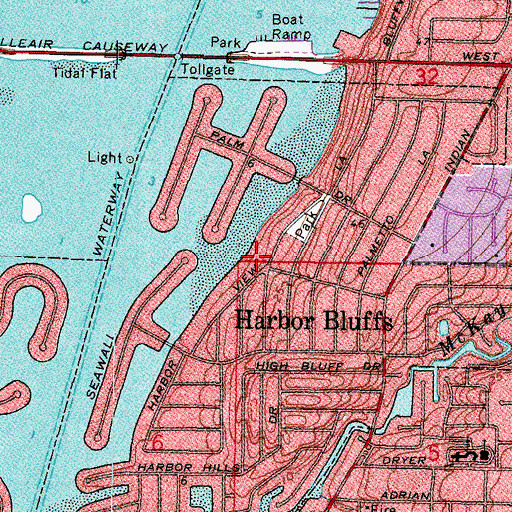 Topographic Map of Harbor Bluffs, FL