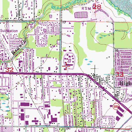 Topographic Map of Highpoint, FL