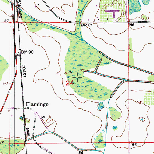 Topographic Map of Meadow Woods, FL