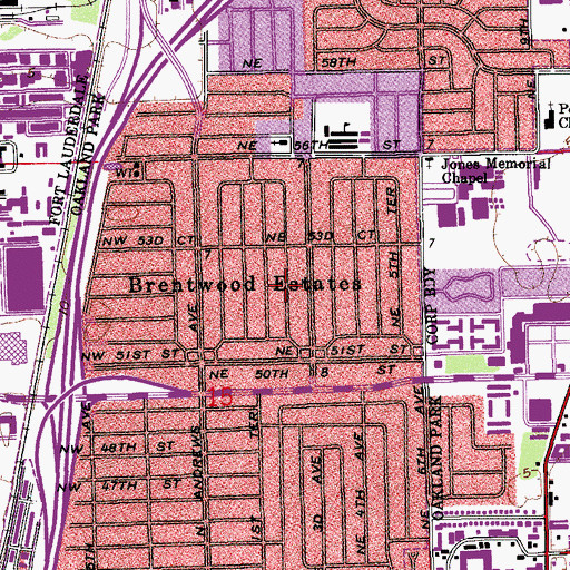 Topographic Map of North Andrews Gardens, FL