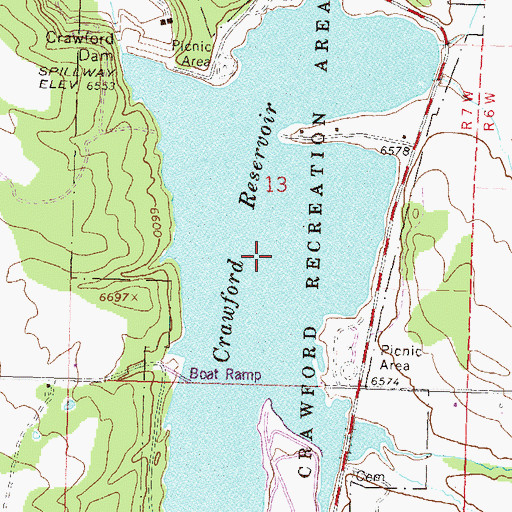 Topographic Map of Crawford Reservoir, CO