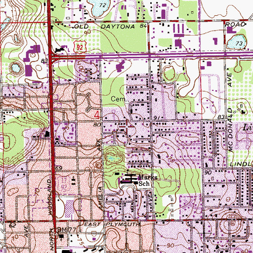 Topographic Map of North DeLand, FL