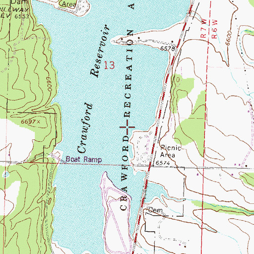 Topographic Map of Crawford Recreation Area, CO