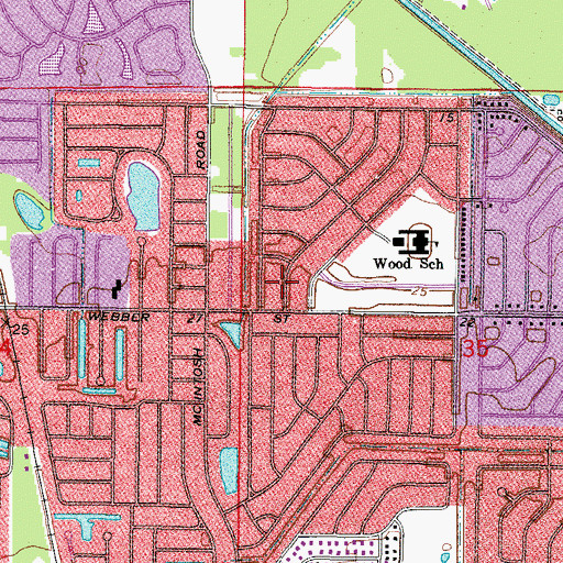 Topographic Map of Sarasota Springs, FL