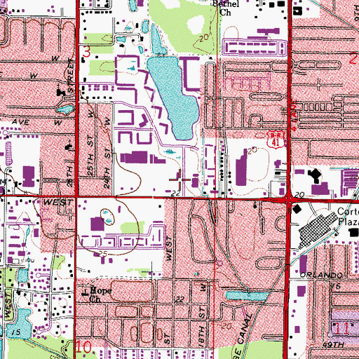 Topographic Map of South Bradenton, FL