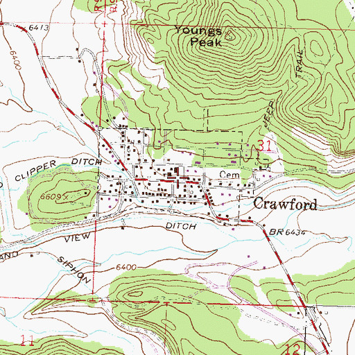 Topographic Map of Crawford, CO