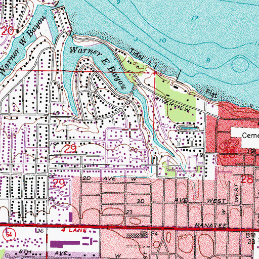 Topographic Map of West Bradenton, FL