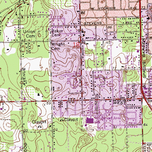 Topographic Map of West DeLand, FL