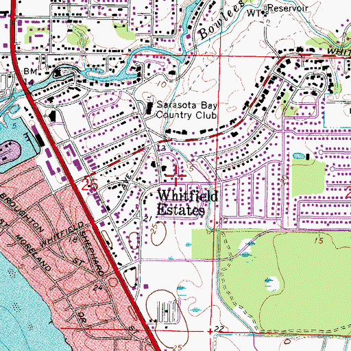 Topographic Map of Whitfield, FL