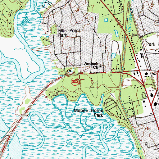 Topographic Map of Dock Junction, GA