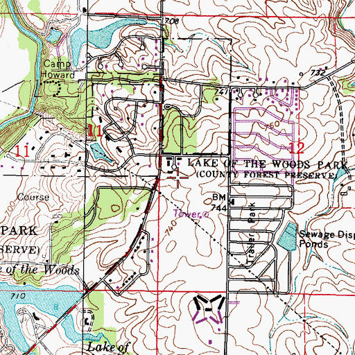 Topographic Map of Lake of the Woods, IL