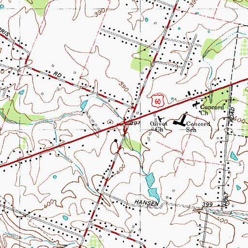 Topographic Map of Concord, KY