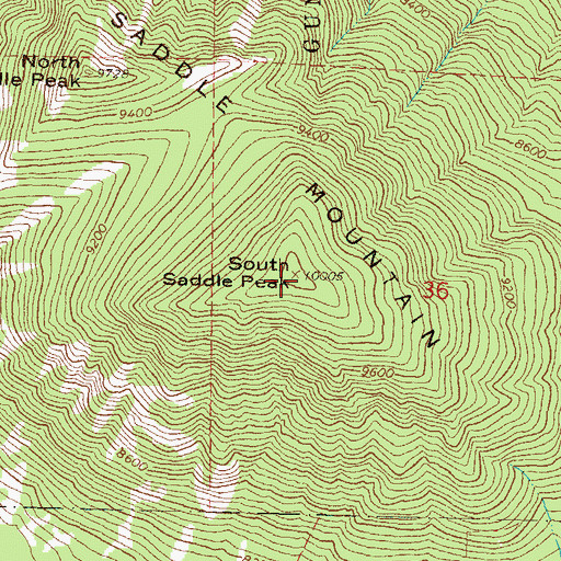 Topographic Map of Saddle Mountain, CO