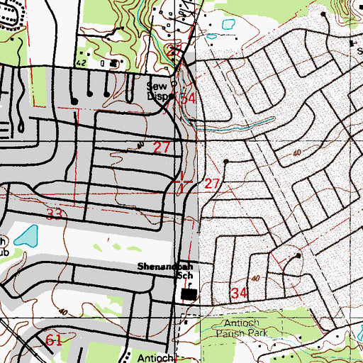 Topographic Map of Shenandoah, LA
