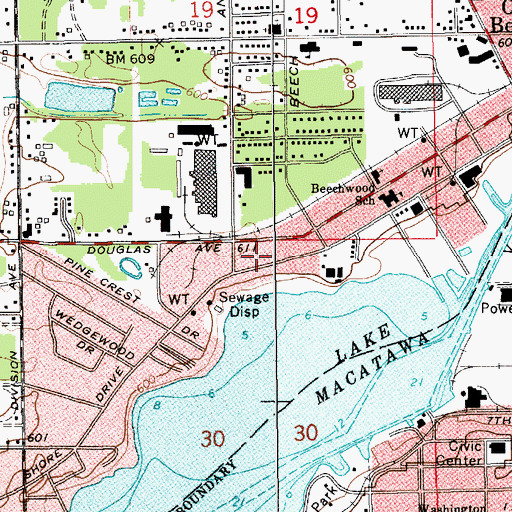 Topographic Map of Beechwood, MI