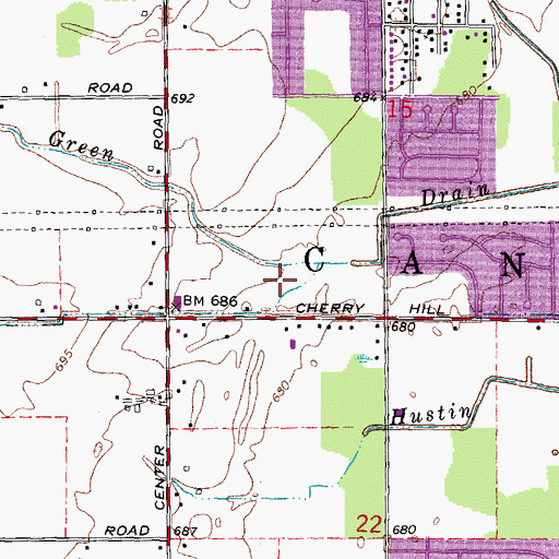 Topographic Map of Canton, MI