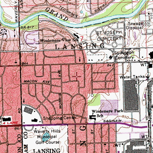 Topographic Map of Edgemont Park, MI