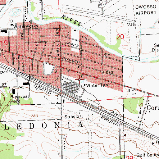 Topographic Map of Middletown, MI