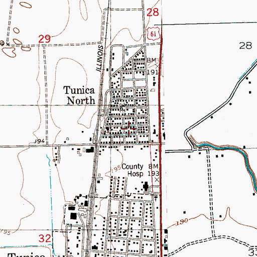 Topographic Map of North Tunica, MS