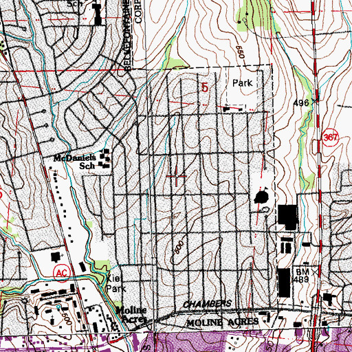 Topographic Map of Castle Point, MO