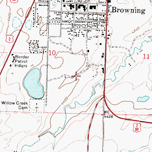 Topographic Map of South Browning, MT